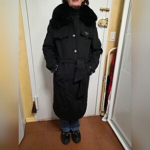 Prada Black Coat with Fur Detail